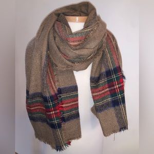 Red & Brown Plaid Blanket Scarf